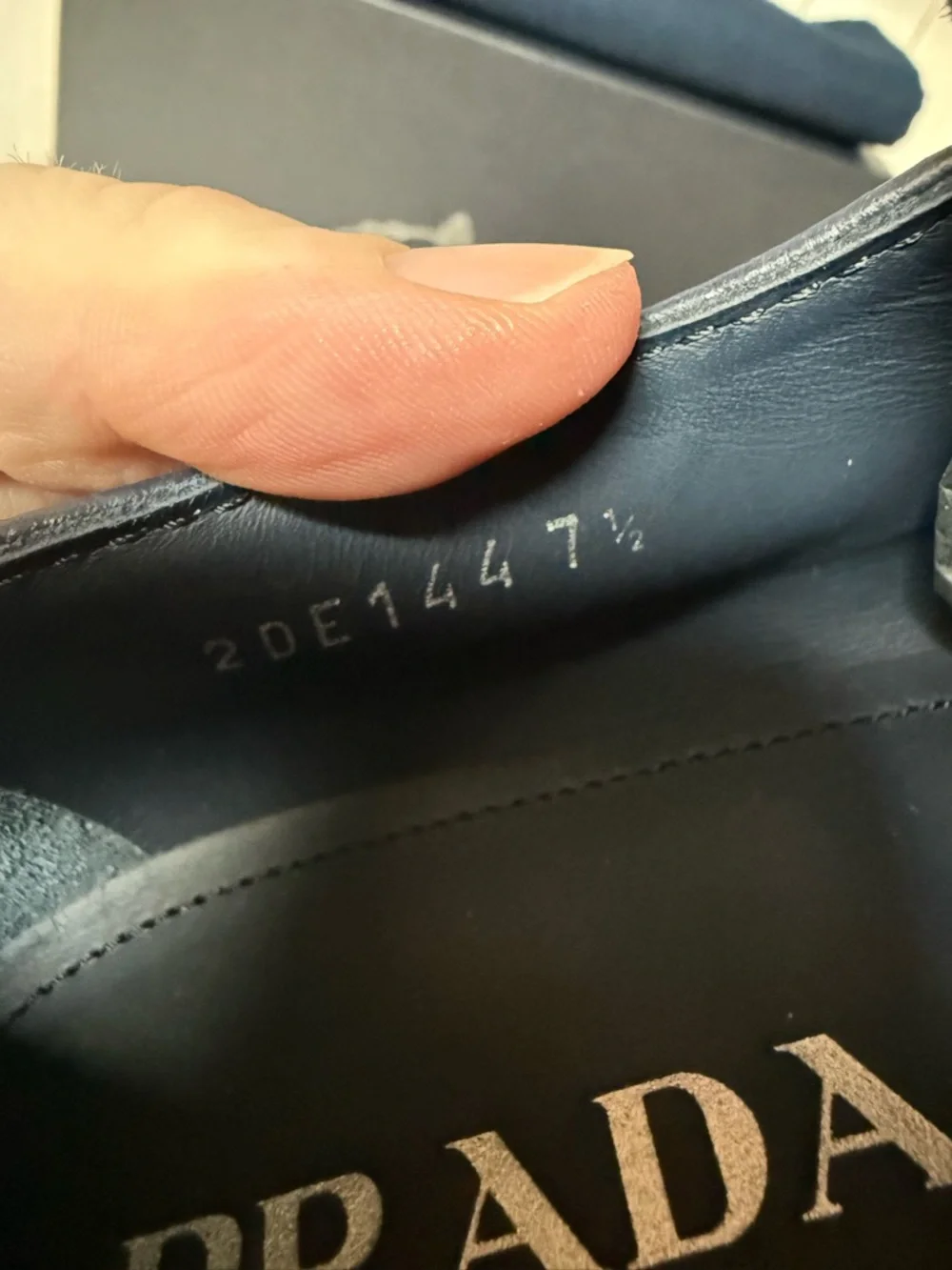 Prada Triangle-Logo Leather Loafers Navy Blue Sz 7.5UK / 8.5US - Picture 10 of 12